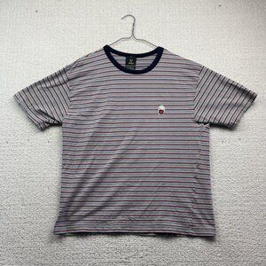 Y2K Orage Striped Multicolor Classic Tee T-Shirt Men's Sz M Short Sleeve Skate